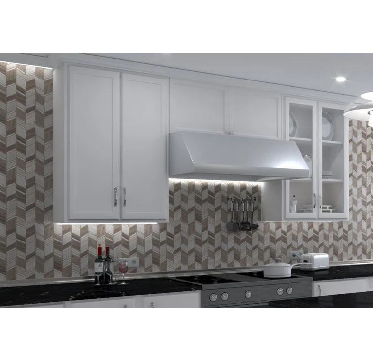 Casia Polished Marble/Porcelain/ Mirrored Glass Chevron Mosaic Kitchen and Bathroom Wall Tile