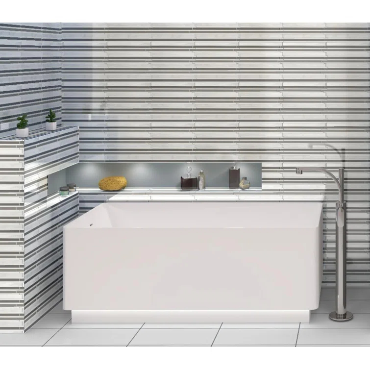 Klein- Bache Aluminum & Glass Random Brick Mosaic Kitchen Backsplash, Bathroom, Shower, Wall and Floor Tile