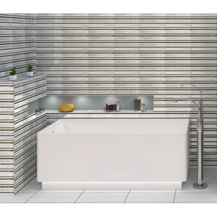 Klein- Bache Aluminum & Glass Random Brick Mosaic Wall Tile