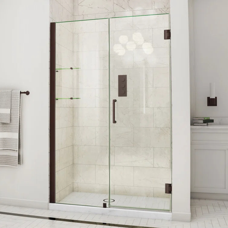 Unidoor 41" W x 72" H Hinged Frameless Shower Door with Clearmax™ Technology