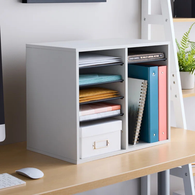 Wood Adjustable-Compartment Literature Organizer (Desktop)