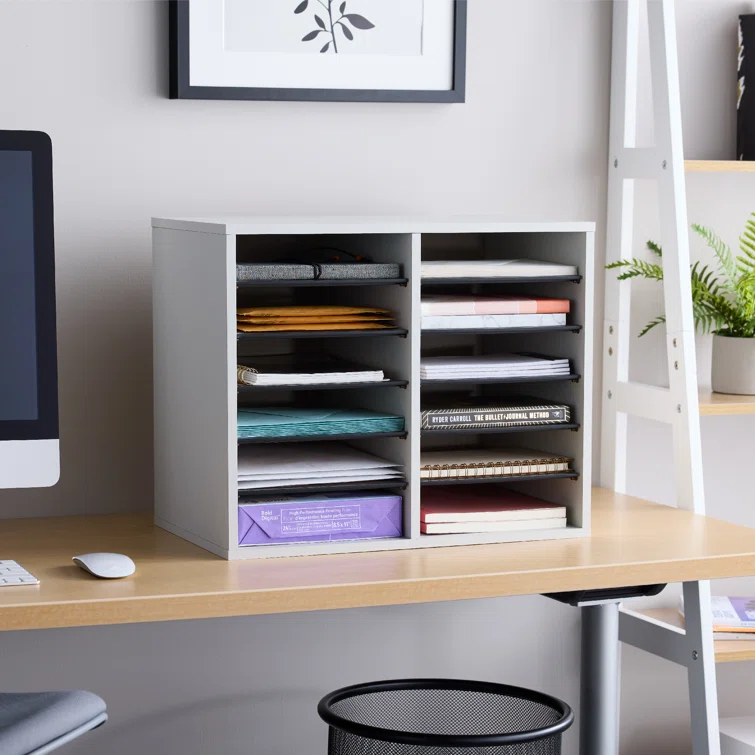 Wood Adjustable-Compartment Literature Organizer (Desktop)