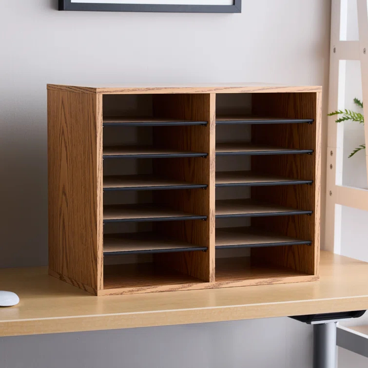 Wood Adjustable-Compartment Literature Organizer (Desktop)