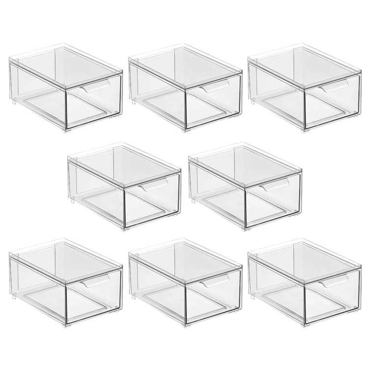 mDesign Plastic Stacking Closet Storage Organizer Bin with Drawer