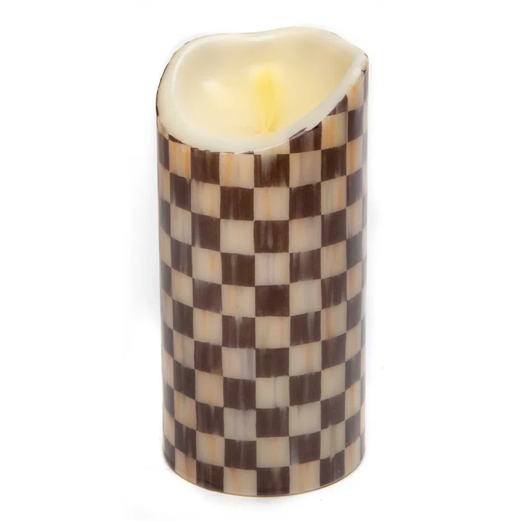 MacKenzie-Childs Courtly Check® Flicker 3 AA Pillar Candle & Reviews | Wayfair