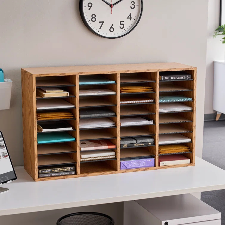 Safco® Adjustable Compartment Wood Literature Orga Literature Sorter