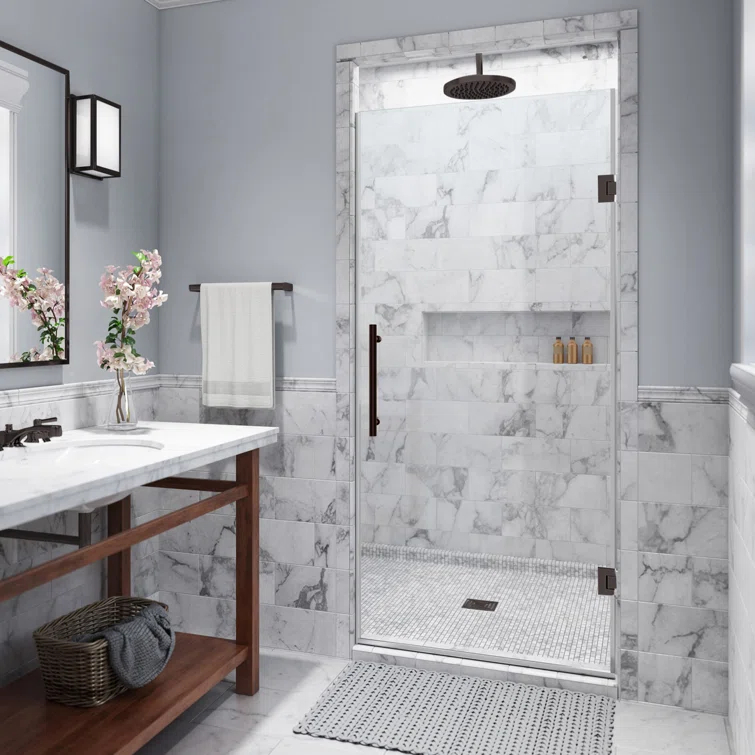 Kinkade 29.75" - 30.25" x 72" Hinged Frameless Shower Door with StarCast by EnduroShield