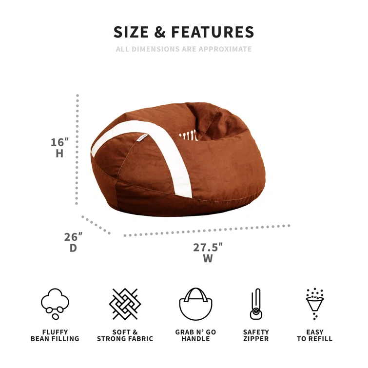 Big Joe Sports Ball Bean Bag Chair, Soft Polyester, 2.5 Feet