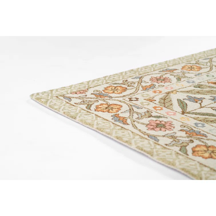 Handmade Green Wool and Viscose Tufted Runner Rug 2.6x8