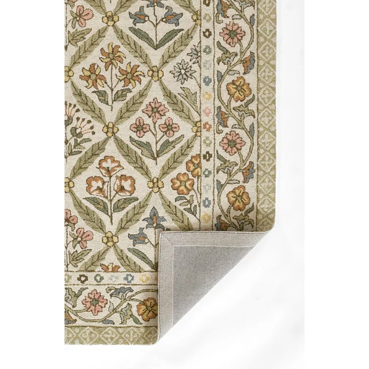 Handmade Green Wool and Viscose Tufted Runner Rug 2.6x8