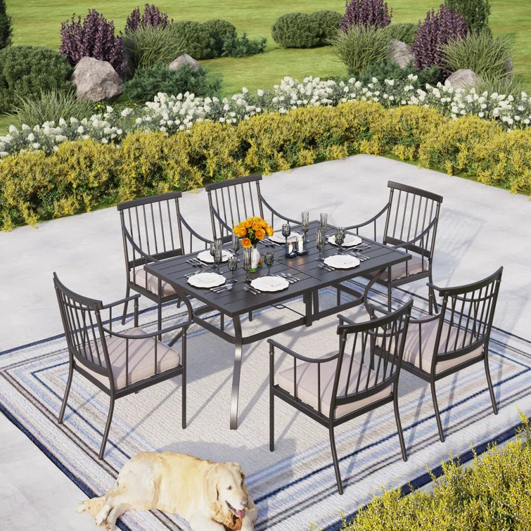 Argyri 6 - Person 60" Long Dining Set with Cushions