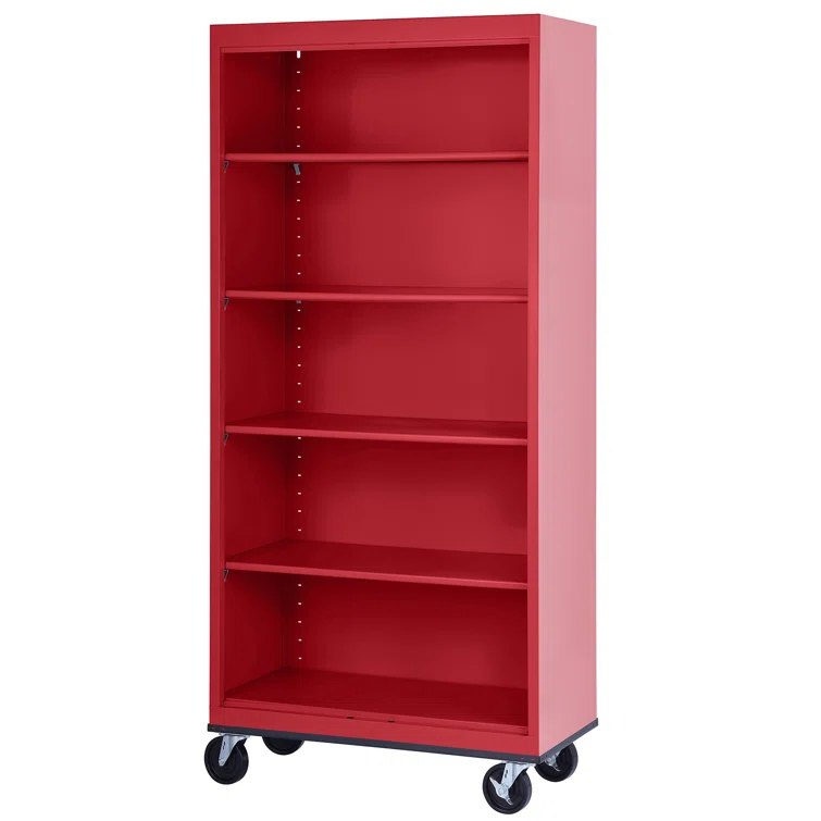 Sandusky Lee 36" W x 18" D x 78" H Steel Mobile Bookcase with 4 Adjustable Shelves by Sandusky