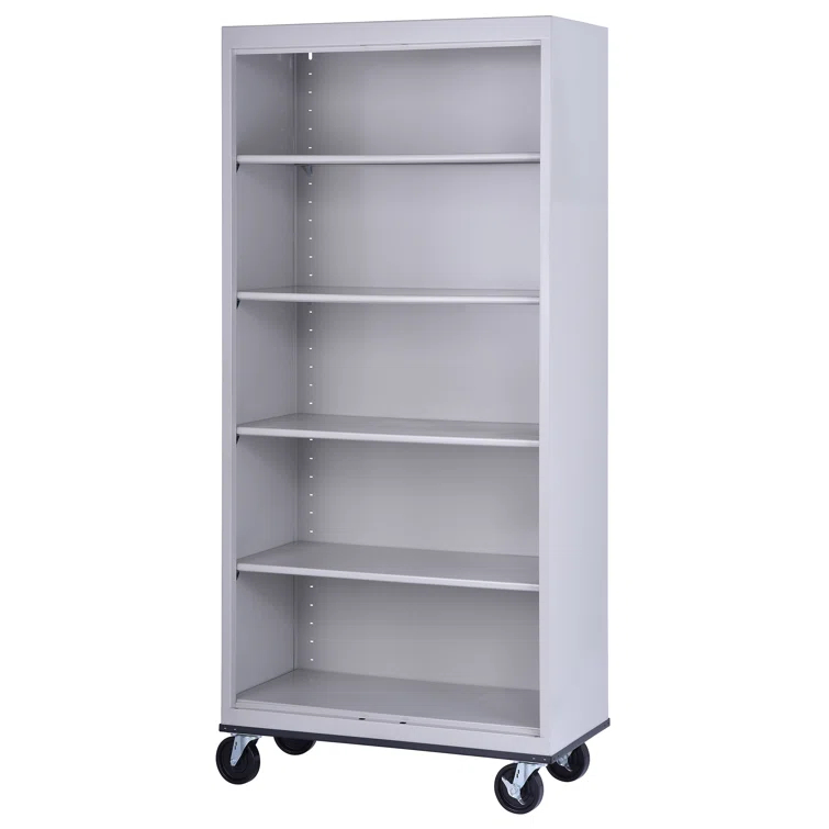 Sandusky Lee 36" W x 18" D x 78" H Steel Mobile Bookcase with 4 Adjustable Shelves by Sandusky