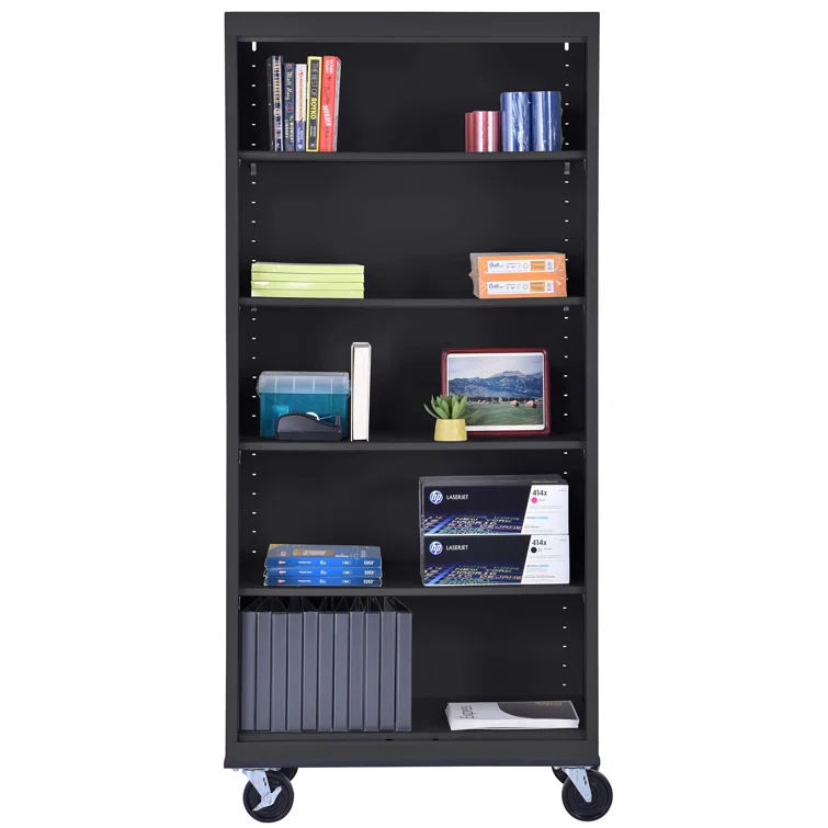 Sandusky Lee 36" W x 18" D x 78" H Steel Mobile Bookcase with 4 Adjustable Shelves by Sandusky