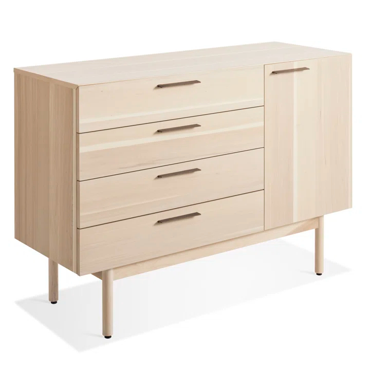 Shale 4-Drawer 1-Door Light Walnut Credenza Sideboard