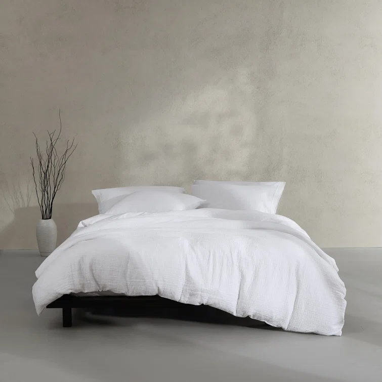 Calvin Klein Washed Texture Solid Cotton Duvet Cover Set