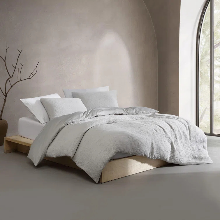 Calvin Klein Washed Texture Solid Cotton Duvet Cover Set