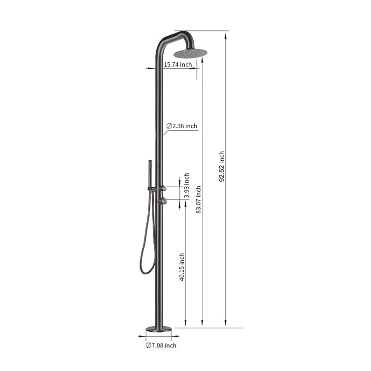 Stainless Steel Free Standing Outdoor Shower