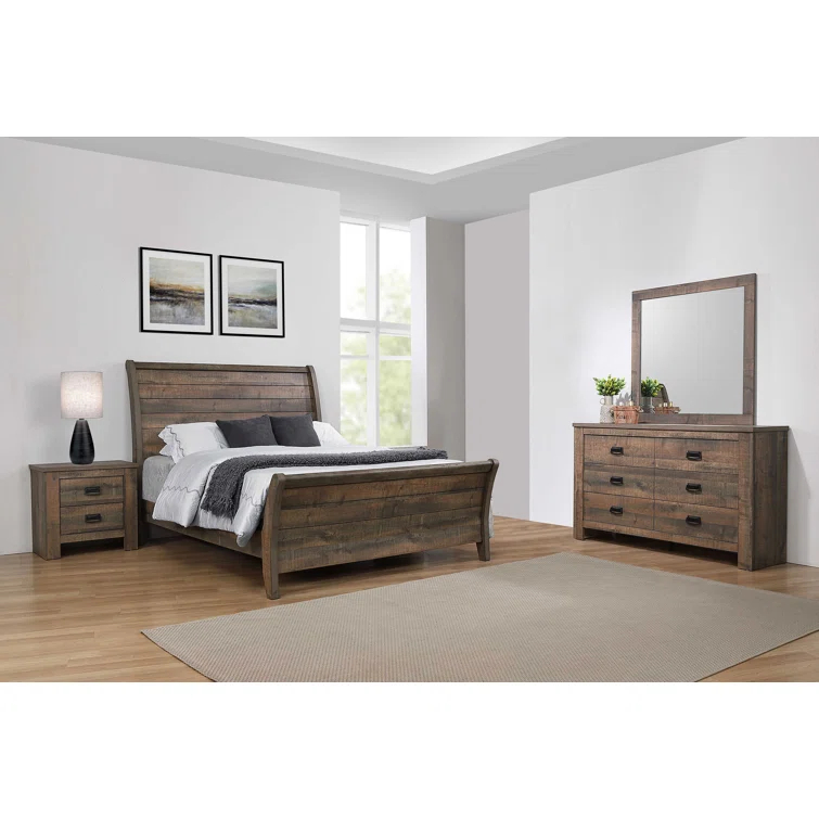 Frederick Sleigh Bedroom Set Weathered Oak