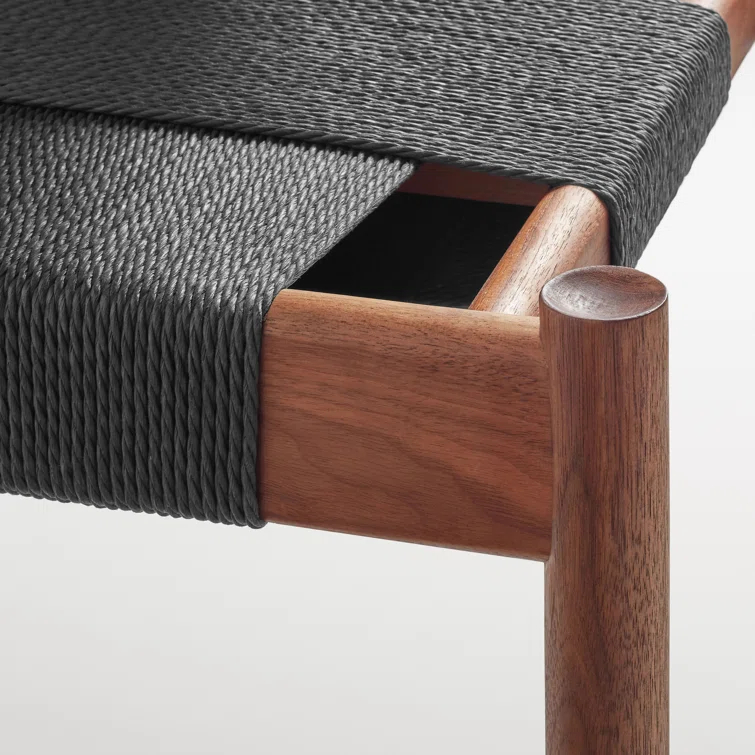 Invitation Oak Wood and Natural Woven Cord 64" Bench