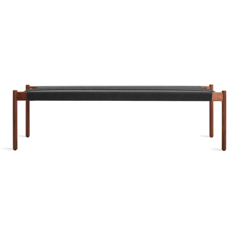 Invitation Oak Wood and Natural Woven Cord 64" Bench