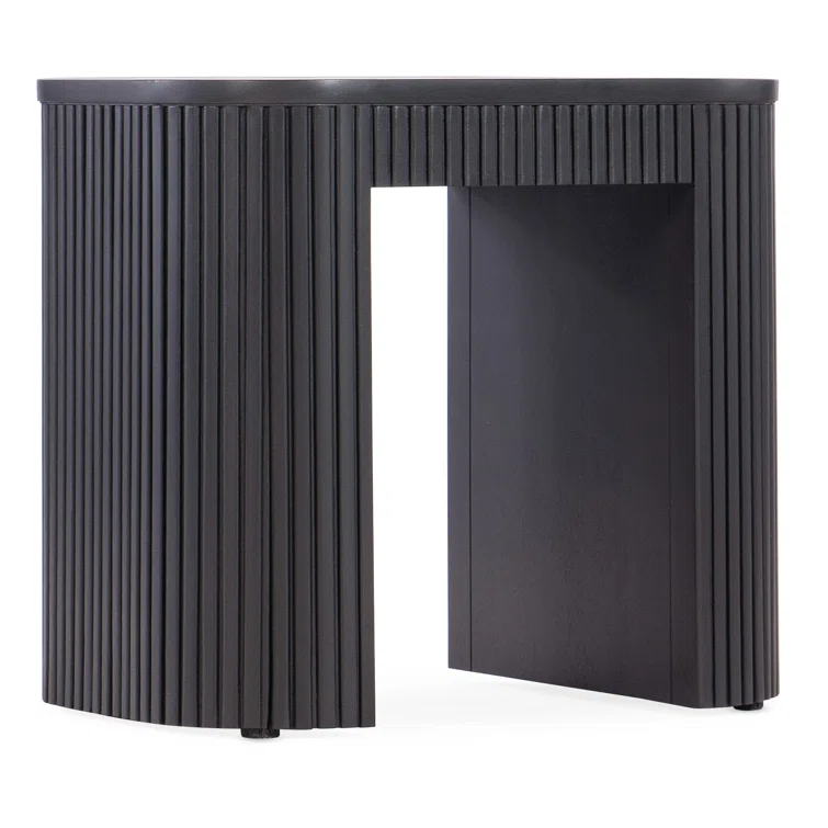 Black Ribbed Mahogany Rectangular End Table
