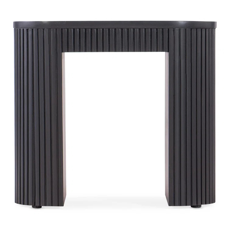 Black Ribbed Mahogany Rectangular End Table