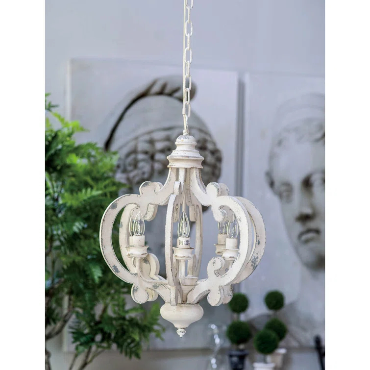Cheree 6 - Light Wood Dimmable Geometric Chandelier