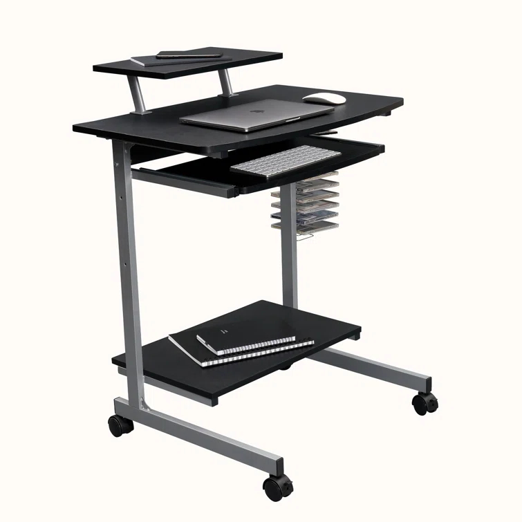 Techni Mobili Solid Wood Top Metal Base Standing Desk