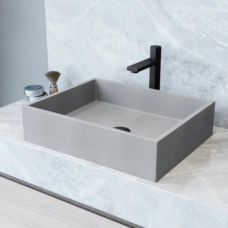 Coca Gothic 19" L x 15" W x 5" H Gray Handmade Rectangular Vessel Bathroom Sink