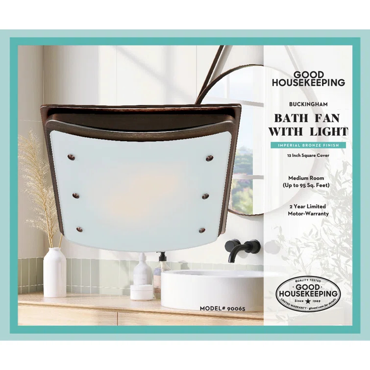 Buckingham 100 CFM 2.0 Sones Decorative Bathroom Ventilation Exhaust Fan with Light & Night-Light