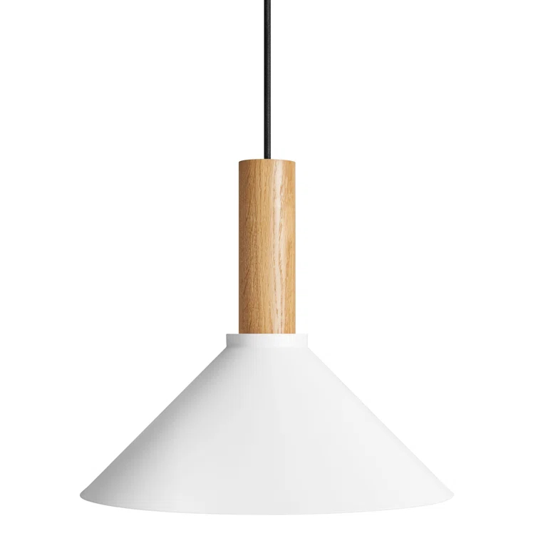 White Oak Emblem 12" Pendant Light with Steel Shade
