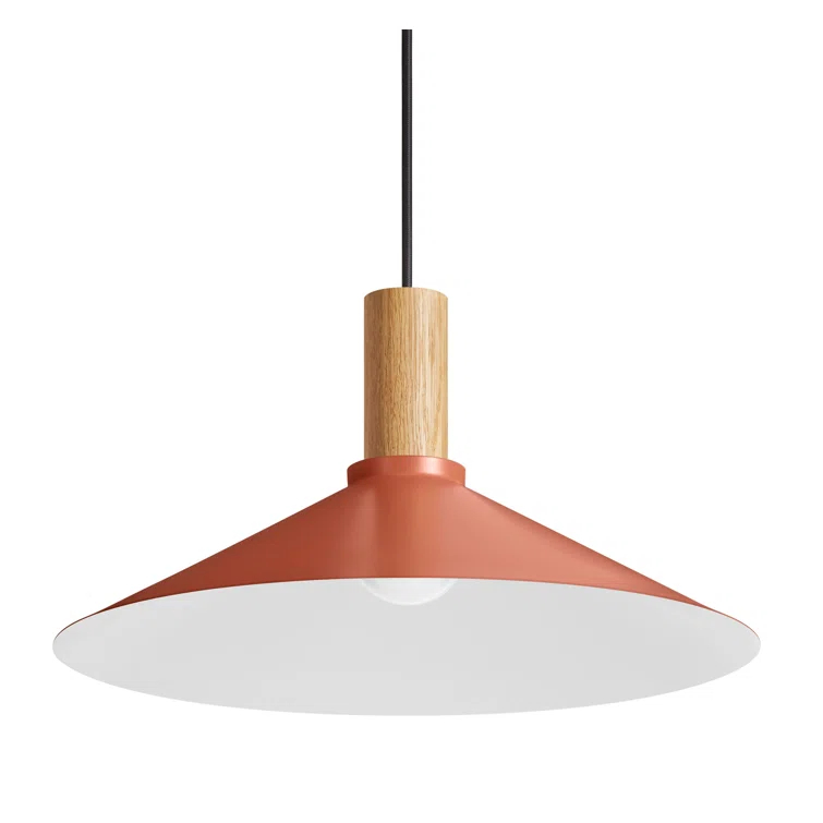 Tomato White Oak Solid Wood Single Pendant Light 18" W