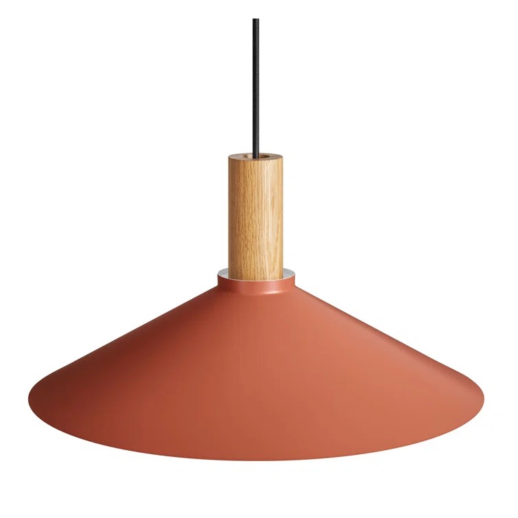 Tomato White Oak Solid Wood Single Pendant Light 18" W