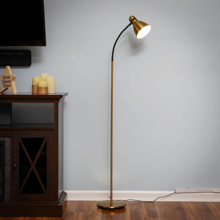 Avery Industrial 3-Way Dimming LED Floor Lamp with Metal Cone Shade