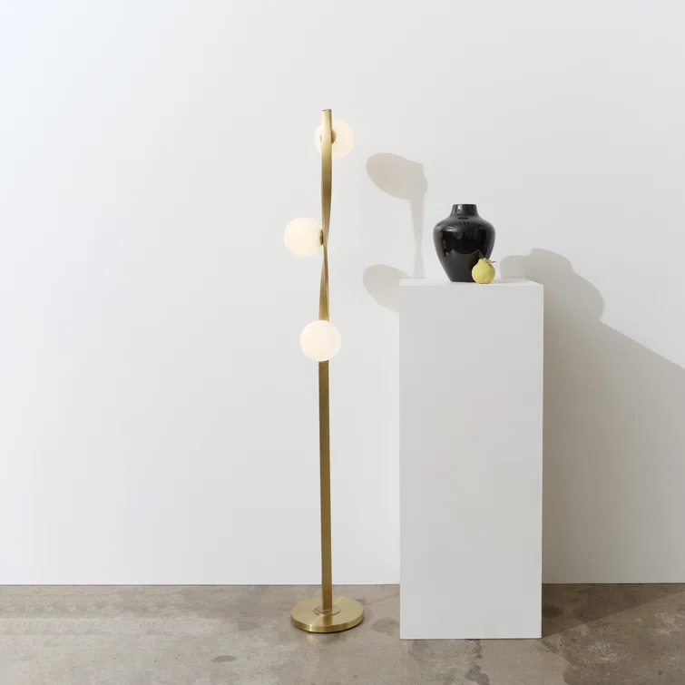 Brightech Nola 60 in. Industrial 3-Way Dimming LED Floor Lamp with 3 Glass Globe Shades