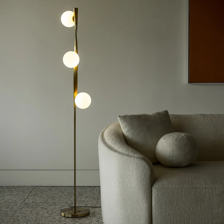 Brightech Nola 60 in. Industrial 3-Way Dimming LED Floor Lamp with 3 Glass Globe Shades