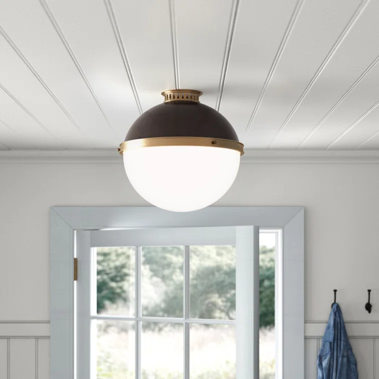 Manila Single Light Glass Semi Flush Mount