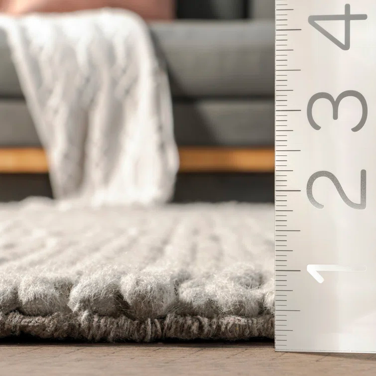 Handmade Braided Wool Light Gray Rug