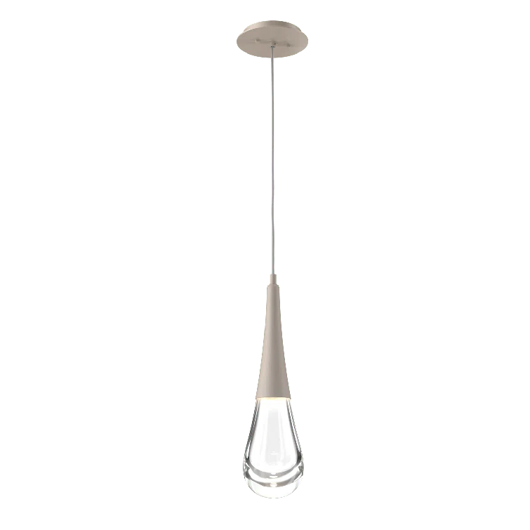 Ethereal Raindrop 21.7" LED Glass Pendant in Metallic Beige Silver