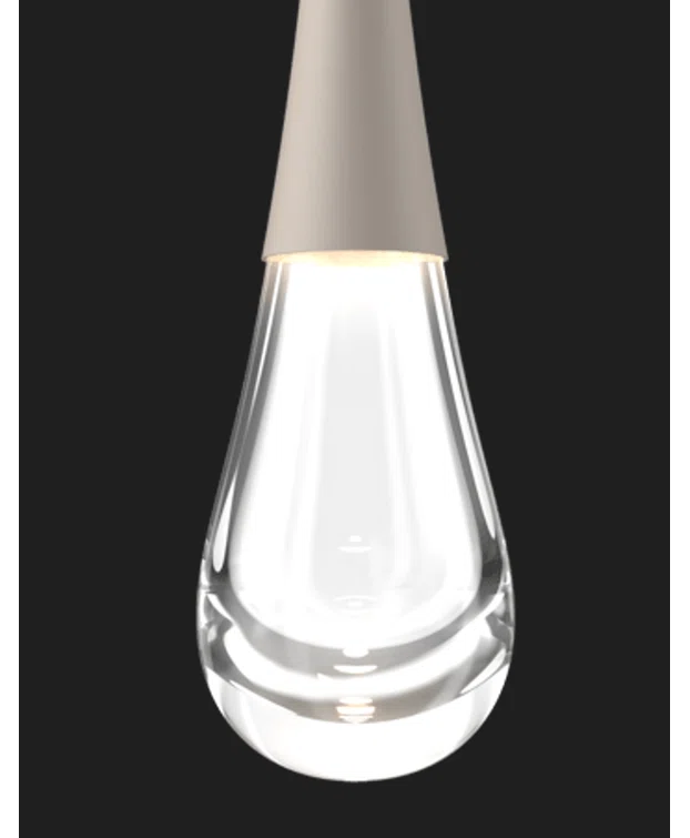 Ethereal Raindrop 21.7" LED Glass Pendant in Metallic Beige Silver