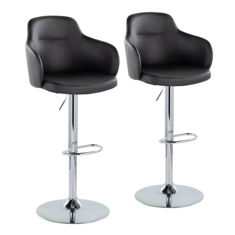 LumiSource Boyne Swivel Upholstered Adjustable Height Counter Stool with Metal Frame (Set of 2)