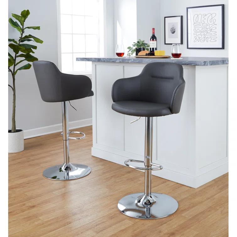 LumiSource Boyne Swivel Upholstered Adjustable Height Counter Stool with Metal Frame (Set of 2)