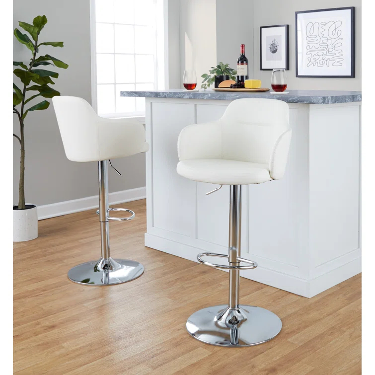 LumiSource Boyne Swivel Upholstered Adjustable Height Counter Stool with Metal Frame (Set of 2)