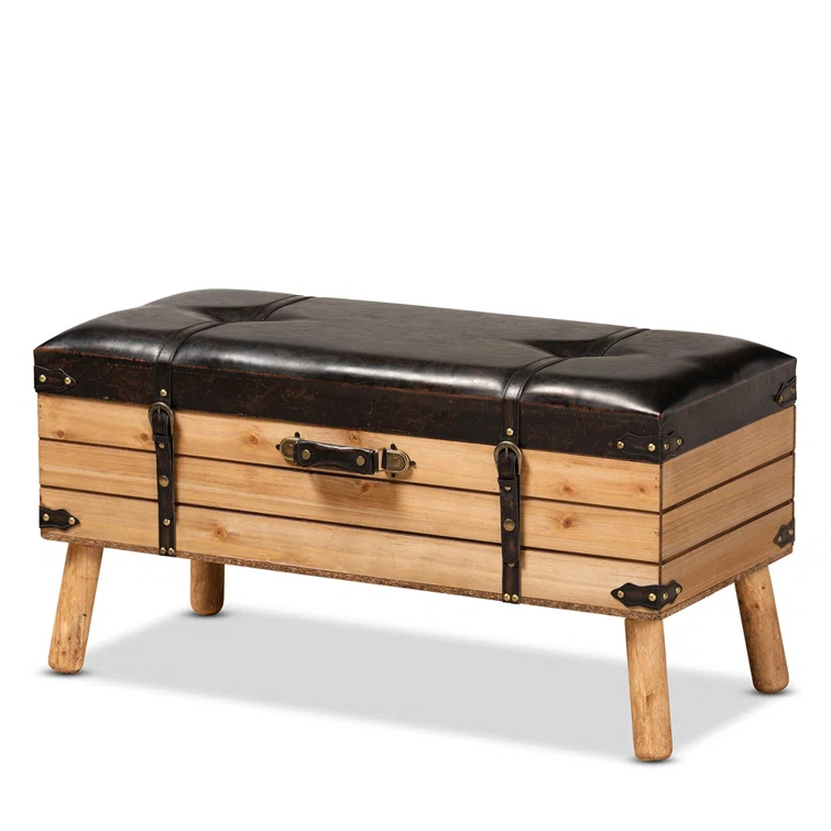 Aaleena Faux Leather Ottoman