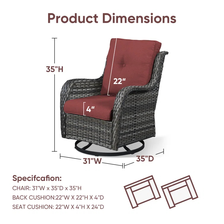 Carolina Outdoor Wicker Swivel Glide Chair with Cushions