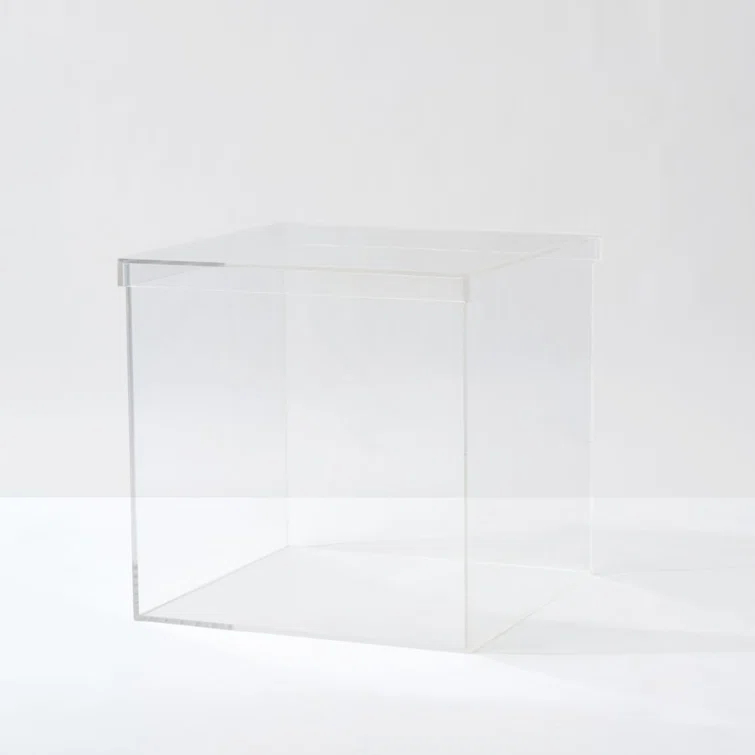 Lucite Clear Square Pet Toy Storage Cube with Removable Lid - 12"
