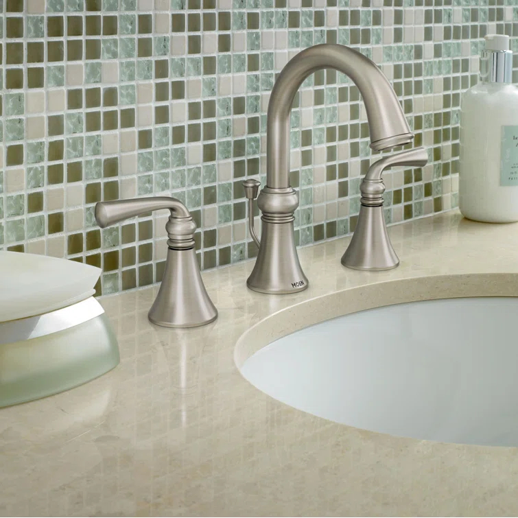 Moen Wetherly High-Arc Widespread Bathroom Faucet with Drain Assembly