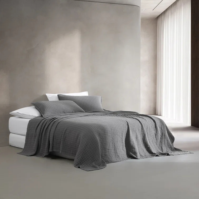 Calvin Klein Essential Garment Washed Solid Reversible Cotton Coverlet