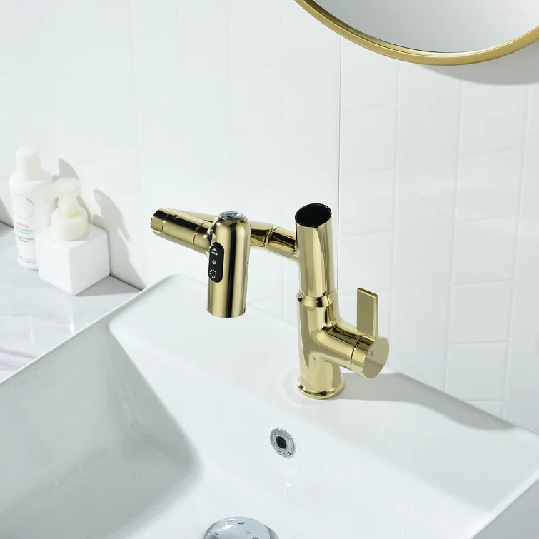 Lefton Rotatable Single Hole Bathroom Faucet with Temperature Display BF2204